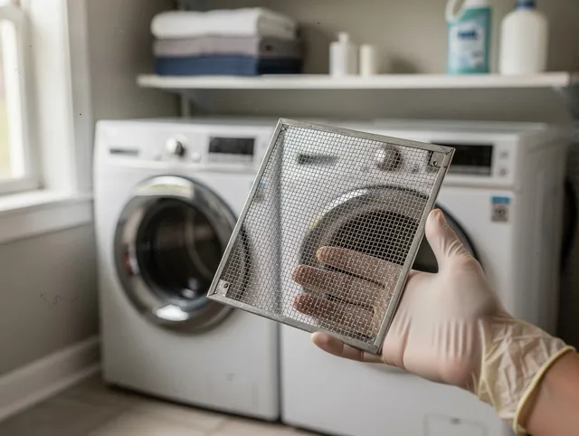 Rocky River Dryer Vent Cleaning specialist performing detailed lint trap cleaning service in Rocky River